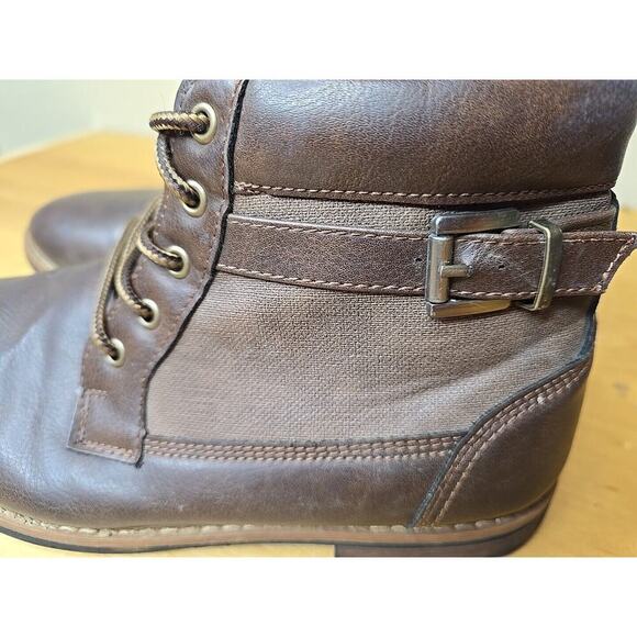 Steve Madden Youth Size 5 Womens 7 Zip/Lace up Brown Boots Side buckle Combat - Picture 2 of 6